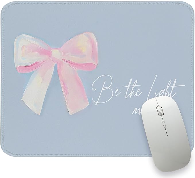 UTELKA Blue and Pink Mouse Pad, Christian Mousepad 10x8 | Coquette Bows Computer Mousepad for Desk, Be The Light, Inspritional Gifts, Religious Gifts for Women, Christian Pffice Decor
