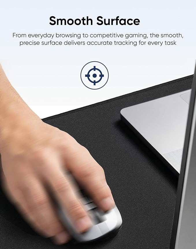 Large Gaming Mouse Pad with Durable Stitched Edges, Non-Slip Rubber Base, Black Mousepad Mouse Mat Desk Pad for Home Office Gaming, 35.4''x15.7''x0.12'', Black
