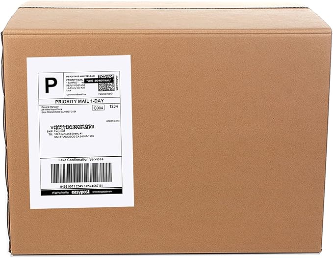 9527 Product 8.5" x 5.5" Half Sheet Self Adhesive Shipping Labels for Laser & Inkjet Printers, Easy to Peel Label, 100 Sheet 8.5 x 11 Address Labels, 2 Labels per Sheet (200 Labels)