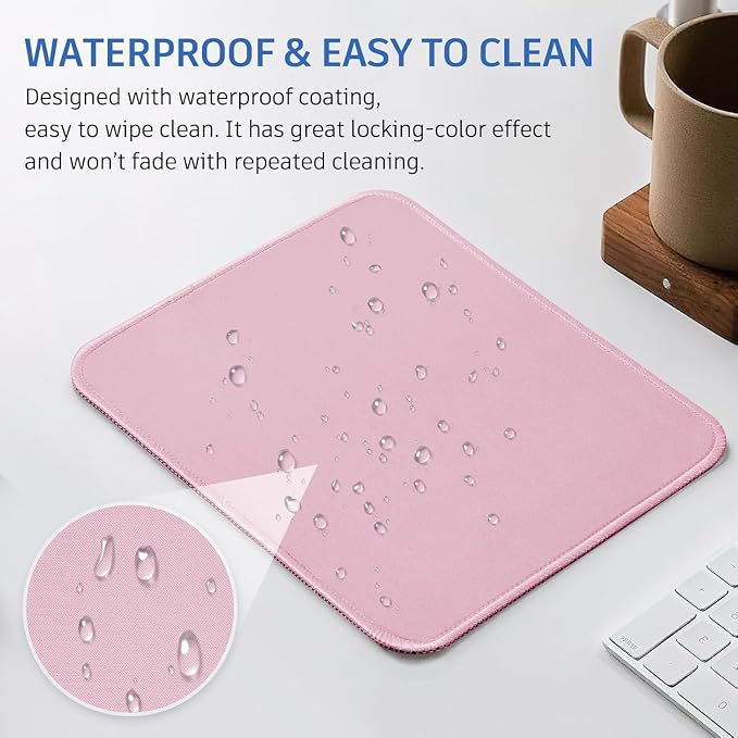 3 Pack Small Mouse pad Solid Color Square Mouse Mat for Wireless Mouse Office Computer Mousepad for Desk Mat Laptop with Non-Slip Rubber Base (Black Pink)