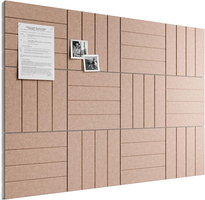 Bumusty 48" x 36" Large Cork Board Alternative, Terracotta | 12-Pack Felt Bulletin Board Tiles, 60 Adhesive Tabs, 30 Pushpins, Home, Office, Classroom, Vision Board