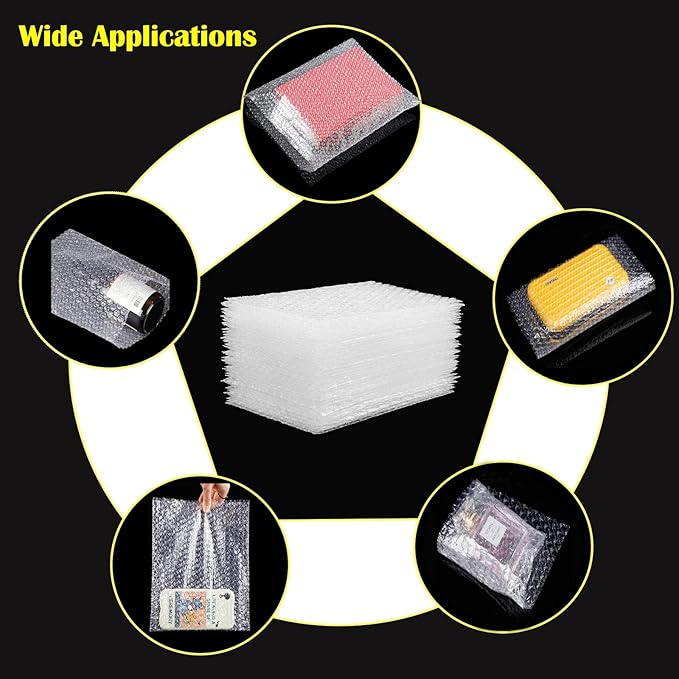 50PCS 8x12 Inch Bubble Pouch Wraps, Clear Bubble Out Bags for Packing, Double Walled Shockproof Foam Cushioning Bags for Moving and Shipping Fragile Item