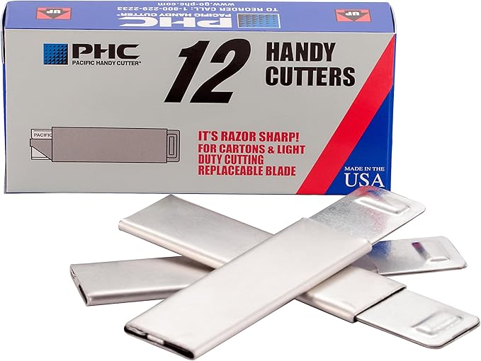 Pacific Handy Cutter Inc. HC100 Handy Box Cutter, Tap Open/Tap Close, 12 per Box, Assorted(Packaging may vary)