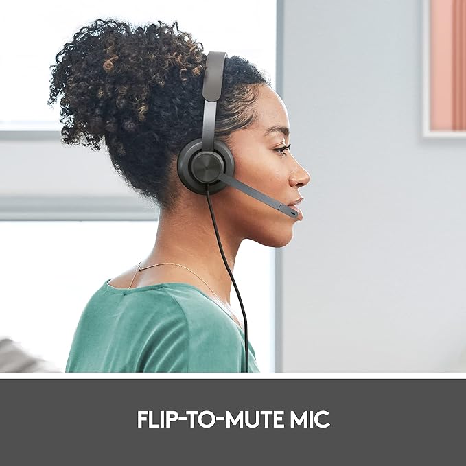 Logitech Zone Wired Noise Cancelling Headset, Certified for Microsoft Teams with Advanced Noise-canceling mic Technology for Open Office environments, USB-C with USB-A Adapter, Graphite