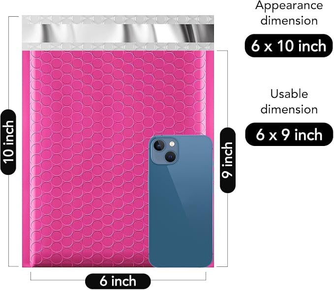 Fuxury Bubble Mailers 6x10" Pink Padded Envelopes 1000Pack | Strong Adhesion Thick Padded Mailers for Small Business Mailing Small Items,Jewelry,Makeup