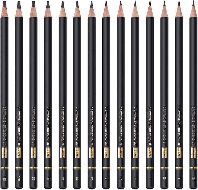MARKART Professional Drawing Sketching Pencil Set - 14 Pieces,Graphite,(12B - 4H), Ideal for Drawing Art, Sketching, Shading, Artist Pencils for Beginners & Pro Artists