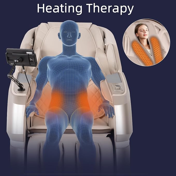 MT339 4D Massage Chair, Full Body Recliner, OTA Update, Golden | Yoga stretch, 22+5 modes, body scan, app and AI Voice Control, auto footrest, 166° zero gravity and heat for daily comfort.