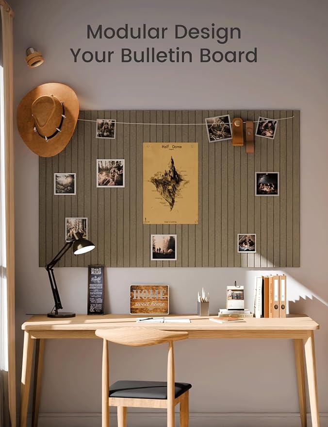 Fluxynara 48" x 36" Large Felt Bulletin Board, Earth Brown | 12 Pack Cork Board Alternative with 60 Safe Adhesive Tabs, Pin Boards for Wall Decor, Home, Office, Classroom,Dorm