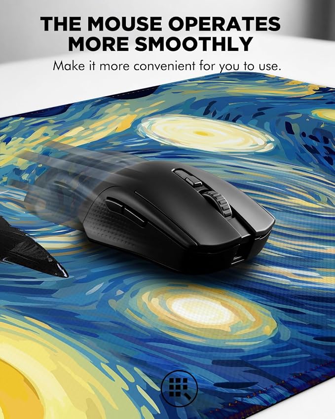 Mouse Pad, Desk Mat, 31.5x11.8in Large Mousepad | Desk Pad with Stitched Edge & Rubber Non-Slip Bottom, Gaming Mouse Pad, Mousepad for Home, Office, Blue Starry Sky Cat