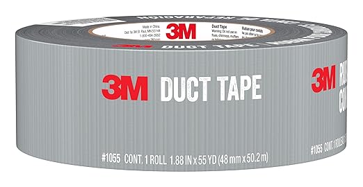 3M Basic Duct Tape, 1.88 in x 55 yd, 1 Roll, Hand Tear Silver Duct Tapes for Temporary Repairs, Indoor Use, Great for Bundle, Patch, Protect & Repair (1055)