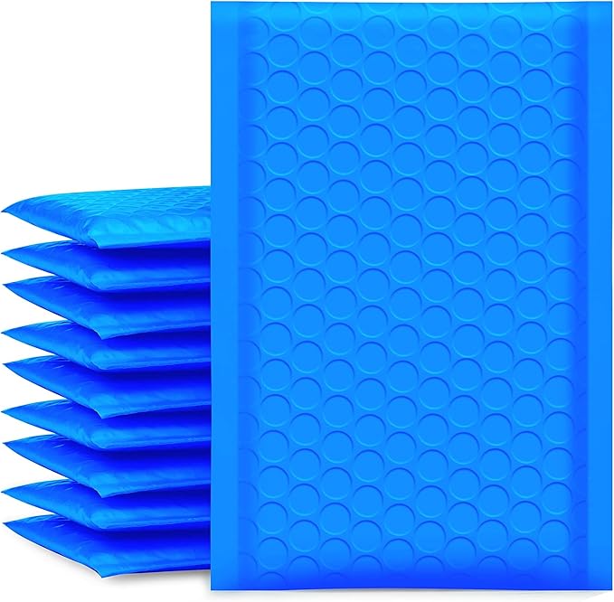 UCGOU Bubble Mailers 4x8 Inch Blue 50 Pack Usable Size 4x7 Padded Envelope Small Business Mailing Packages Opaque Self Seal Adhesive Waterproof Boutique Shipping Bags for Jewelry Makeup Supplies #000