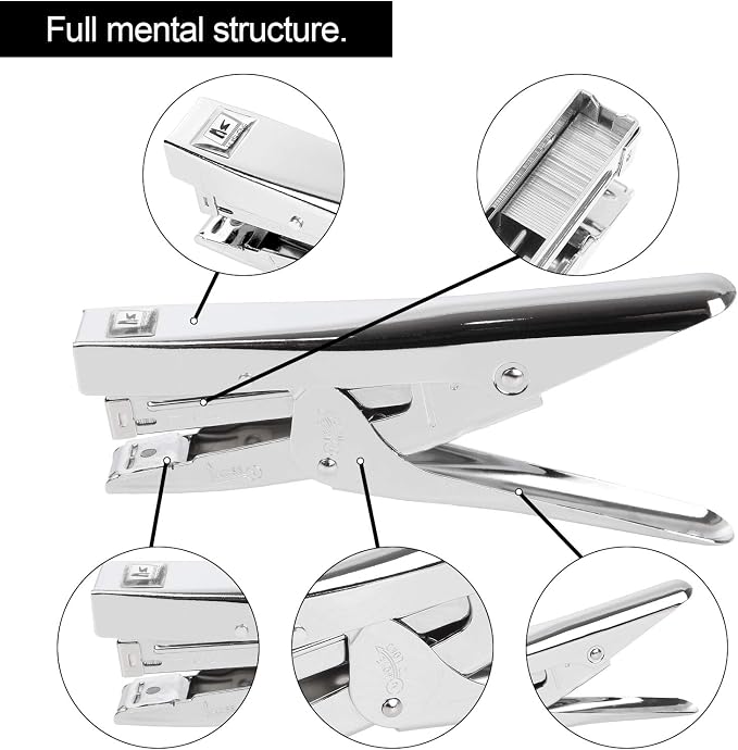 2 Pack Heavy Duty Office Stapler, 20 Sheets Capacity, 4000 Staples, No-Jam, Fast Reload, Silver, Classic