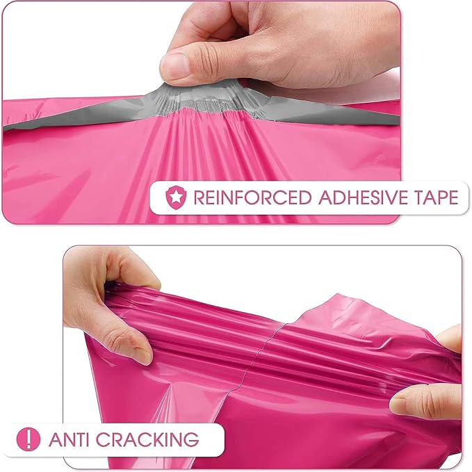 Metronic Poly Mailers 12x15.5 100 Pack Pink Medium Clothing Shipping Bags | Strong Self-Seal Mailers Poly Bags Shipping Envelopes, Thick Mailing Bags Package Bags for Small Business Shipping Supplies