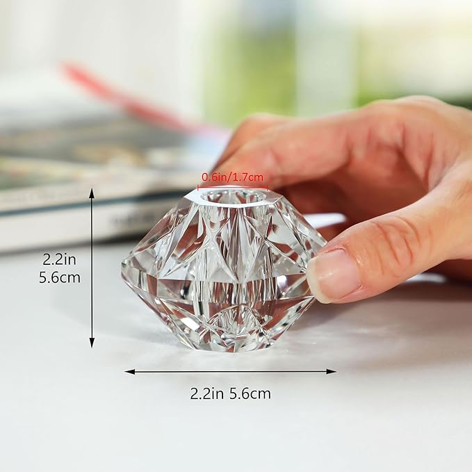 QFkris 2-Packs Crystal Fountain Pen Stand Glass Feather Pen Holder 2.2" Crystal Pen & Pencil Holder Base for Office Desk Desktop Decoration Toothbrush Stand Gift for Students Teachers(2.2inch)