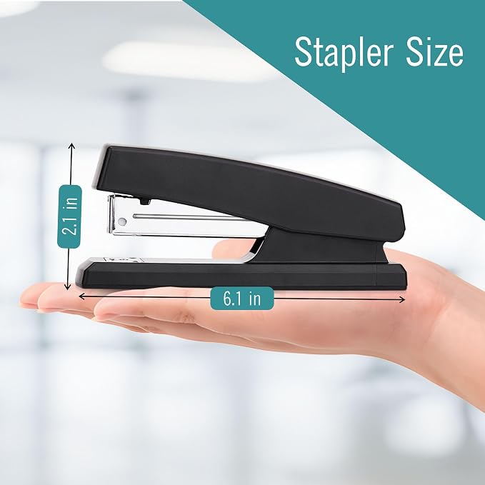 EXTRIC Staplers for Desk, Black Stapler Heavy Duty 3 PK 25 Sheet Capacity | Heavy Duty Desk Staplers with a 25 Sheet Capacity, Jam Resistant, Flat-Opening Design for Office or School