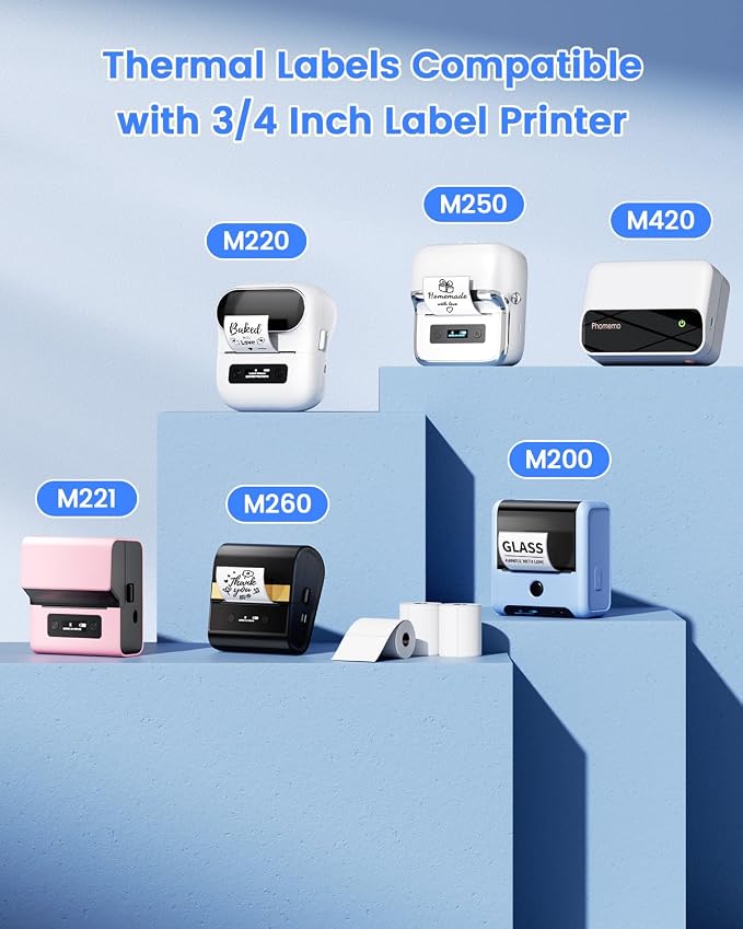 Phomemo M220 Thermal Labels 2.36"x 3.15" for M220/M221/M250/M260, 90 PCS | 60x80mm Waterproof Thermal Labls, 1 Roll, Use for Barcode, Logo,Listing, Business, Home,Organization, Office, White