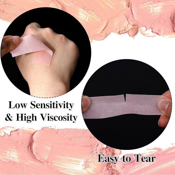G2PLUS Eyelash Tape, 2 Rolls Silicone Gel Makeup Tapes, 1" x 8 Yards Pink Lash Tape, Micropore Eyelash Extension Tapes for Lift and Makeup