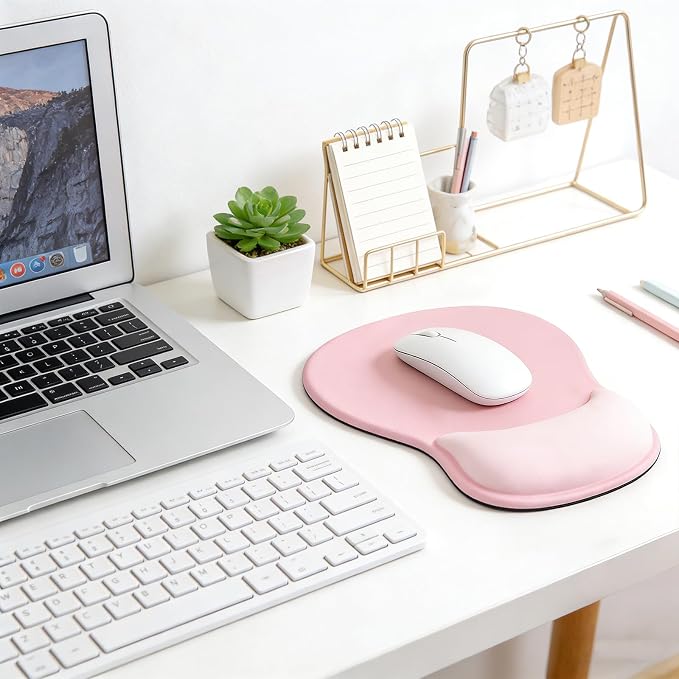Ergonomic Mouse Pad with Wrist Rest - Gel Wrist Support Mousepad with Non-Slip PU Base for Computer, Laptop, Office & Home