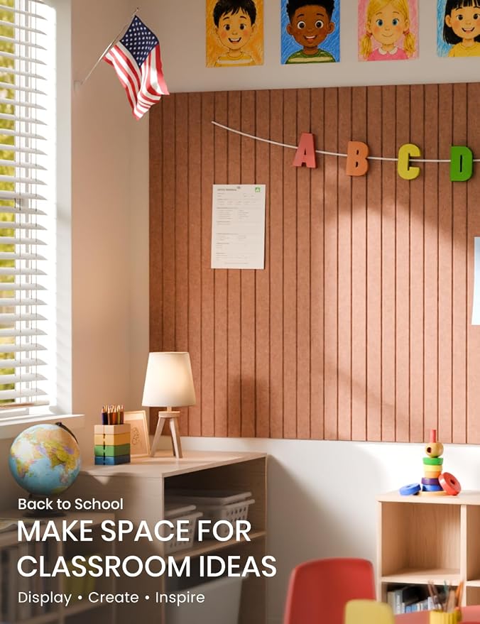 Fluxynara 36" x 24" Large Felt Bulletin Board, Terracotta | 6 Pack Cork Board Alternative with 30 Safe Adhesive Tabs, Pin Boards for Wall Decor, Home, Office, Classroom,Dorm