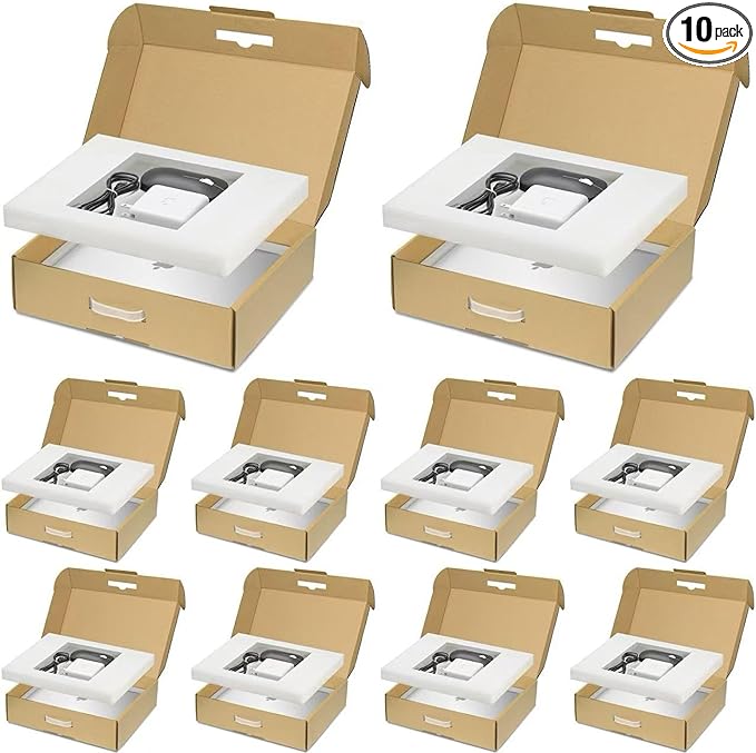 Laptop Shipping Box with Protection Foam for up to 17 Inches Notebook, Cardboard Laptop Box for Shipping, Secure Mailing Boxes, 10 Pack