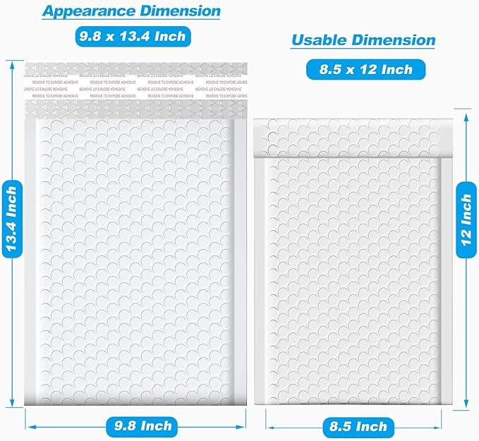 Bubble Mailers 8.5x12 Inch 500 Pack, Waterproof Thick Padded Envelopes, Self Seal Bubble Envelopes, Envelope Mailing Bags for Small Business, Shipping, Mailing, Boutique Packaging