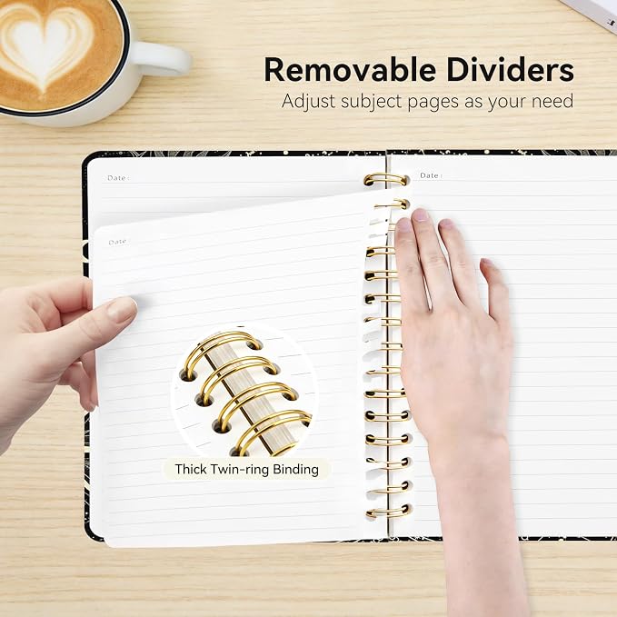Lined Spiral Journal Notebook for Work A5, 160 Pages, Stars | College Ruled Spiral Journal for Women, Hardcover with Elegant Design for Note-Taking, 5.5 * 8.25 inch