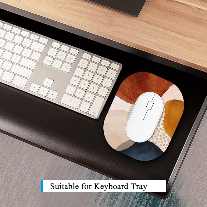 Small Mouse Pad 6 x 7 Inch, Oval Mini Mouse Pad with Non-Slip Rubber Base, Waterproof Compact Mouse Mat for Laptop Computer Wireless Mouse Keyboard Tray Home Office Travel, Abstract Marble