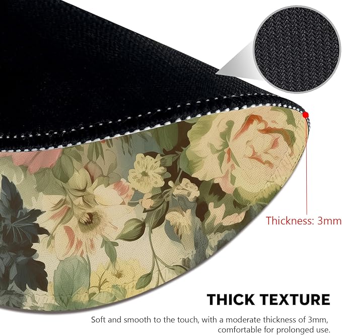 Elegant Watercolor Floral Mouse Pad - Blossom Your Desk with Nature's Art, Stitched Edges Non-Slip Rubber Base Mouse Pads for Computers Laptop