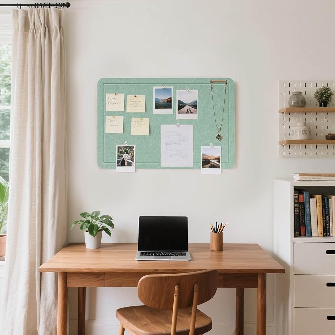 Felt Bulletin Board 24x18 inches, Decorative Pin Board for Home & Office | Cork Board Alternative for Wall with Push Pins, Display Mood Board for Photos, Notes & Reminders