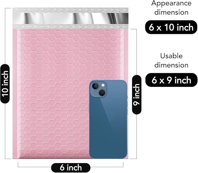Fuxury Bubble Mailers 6x10" 600 Pack Light Pink Thick Padded Envelopes Usable Size 6x9" Mailing Envelopes Bubble Padded, Shipping Bags for Mailing,Packaging, Small Business, Boutique, Bulk #0