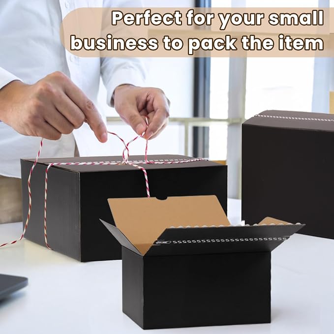 Black Small Shipping Boxes 9x4x6 Inches, 30 Pack Self-Adhesive Corrugated Cardboard Box with Zipper Tear Strip, Mailing Boxes for Packaging Small Business