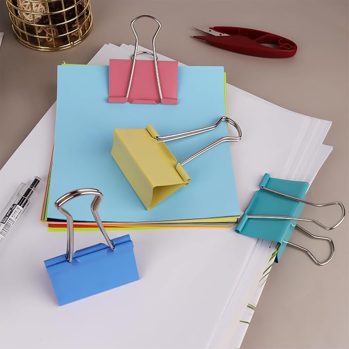 2.4-Inch Jumbo Colored Binder Clips, 12-Pack (4 Colors, 3 Pieces Each)