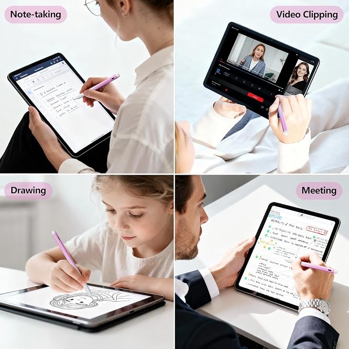 Stylus Pen for iPad 6th-11th Generation-2X Fast Charge Active Pencil Compatible with 2018-2026 Apple iPad Pro 11"/12.9"/M4, iPad Air 3/4/5/M2/M3/M4,iPad mini 5/6/7 Gen-Gradient White Pink | Tilt Sensitivity, USB-C Charge, Compatible with 2018-2026 Appl...
