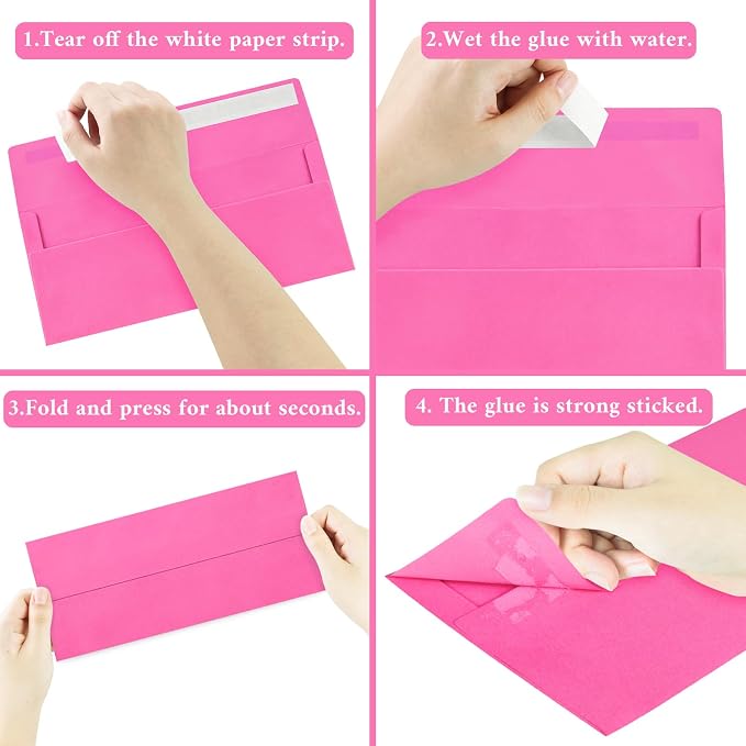200 Pack #10 Business Envelopes, Rose Standard Envelopes Self Seal, Letter Size Mailing Envelopes for Checks Letters Invoices Statements Christmas Birthday Graduation Wedding, 4 1/8 x 9 1/2 Inch