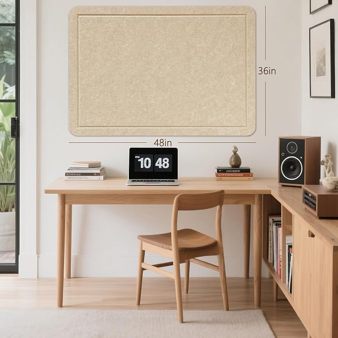 Felt Bulletin Board 48x36 inches, Decorative Pin Board for Home & Office | Cork Board Alternative for Wall with Push Pins, Display Mood Board for Photos, Notes & Reminders