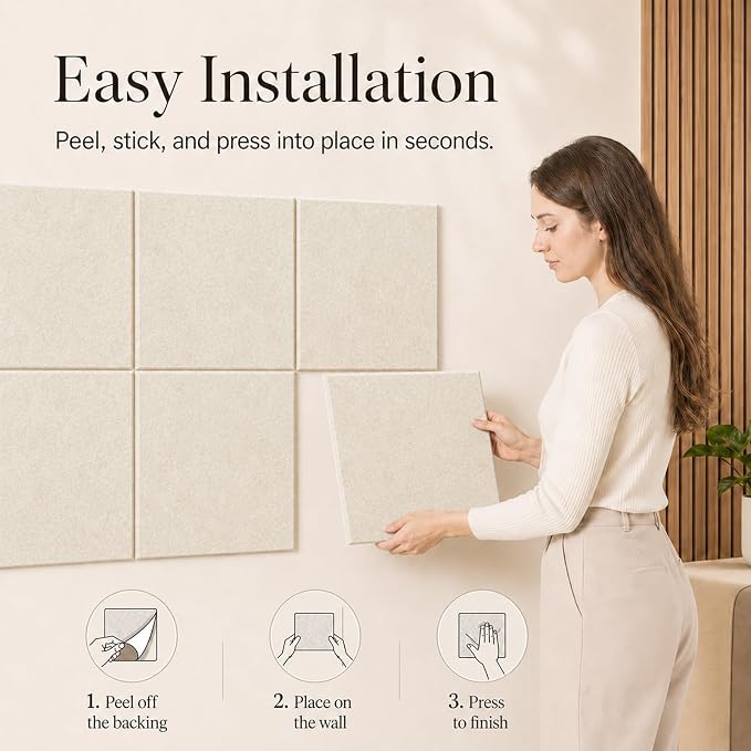 Felt Bulletin Board Tiles, Cork Board Alternative, 48 x 36 in | 0.35 in modular felt wall tiles for notes, photos, schedules, reminders in offices, classrooms, home & office workspace