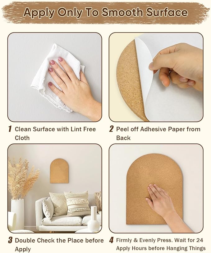 Okydoky 12mm Thick Arch Cork Boards,11.8 x 16.5in Self-Adhesive Pin Board,1 PC for Home Office Decor(3042Arch-1pc-12mm)