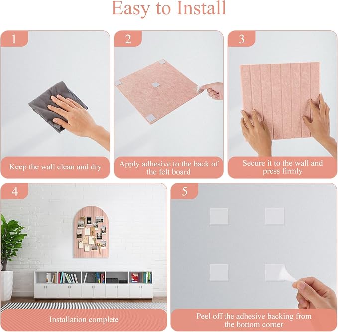 Large Arched Felt Bulletin Board, 35''x24''-6 Pack Cork Board with 30 Pushpins & 48 Residue-Free Adhesive Tabs, Decorative Photo Picture Board for Home Office School Wall