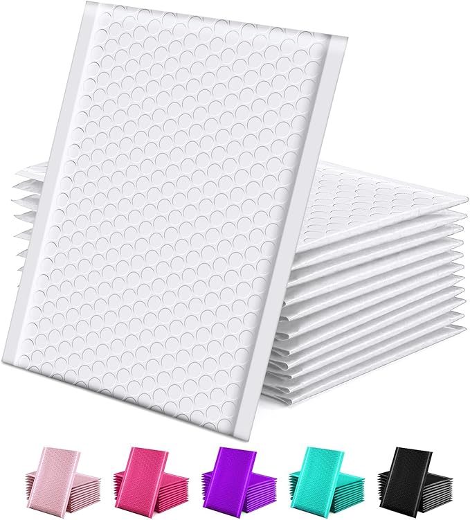 GSSUSA Bubble Mailers 6x10 100 Pack White Padded Envelopes Small Packaging Mailing Envelope Bags Bubble Mailer Shipping Bag Bulk Pack Self Seal Package Mail Packing Business Supplies
