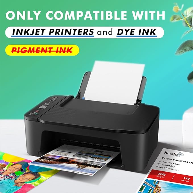Koala Thin Presentation Paper Double-Sided Matte for Printing Photo 12X12 Inches 110 Sheets Square Photo Paper 32LB Compatible with Inkjet Printer
