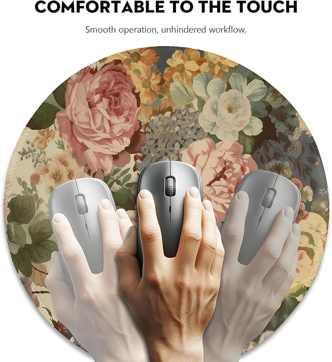 Elegant Watercolor Floral Mouse Pad - Blossom Your Desk with Nature's Art, Stitched Edges Non-Slip Rubber Base Mouse Pads for Computers Laptop
