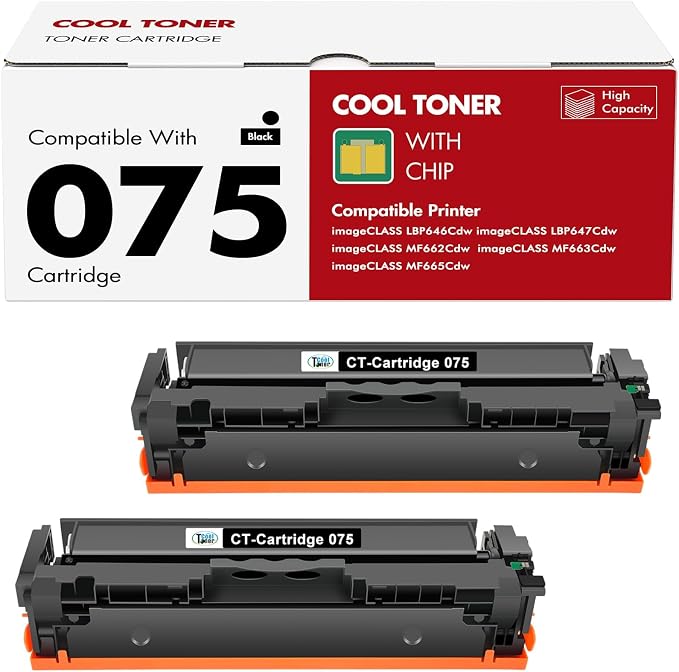 075 075H Black Toner Cartridge for Canon 075 MF665CDW MF663Cdw Toner 2 Pack | Compatible for Canon 075 Black ImageCLASS LBP646Cdw MF665CDW MF663Cdw MF662CDW MF660c LBP647Cdw LBP640c Printer High Capacity