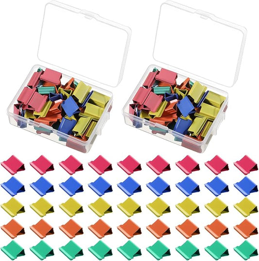 100Pcs Colorful Binder Clips, Reusable Metal Refill Clips Portable | Work with Handheld Paper Clam Clip Dispensers Paper Organizer Clips 40 Sheet Capacity Office Supplies for Home Food Packaging