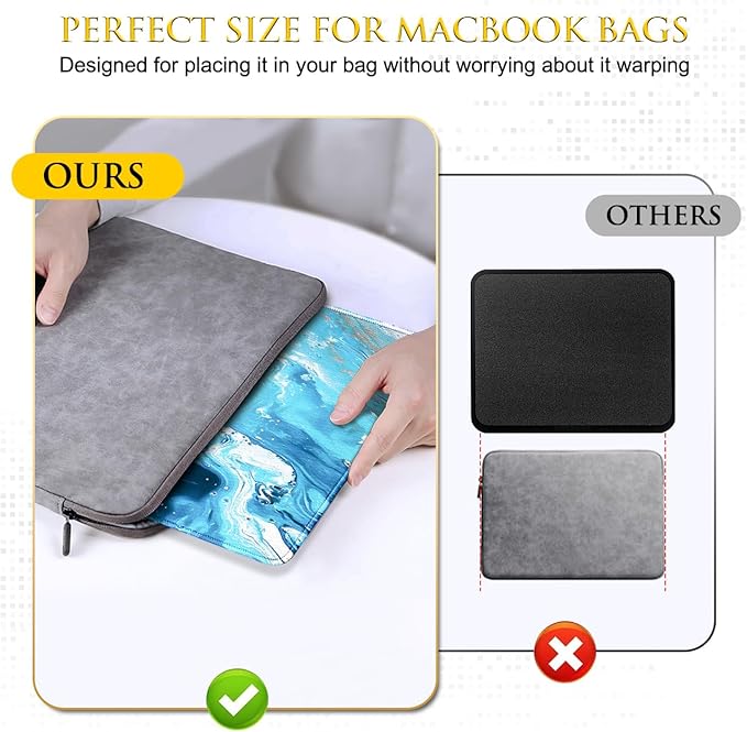 JIKIOU Mouse Pad with Non-Slip Rubber Base, Premium-Textured & Washable Computer Mousepad with Stitched Edges, Mouse Pads for Computers, Laptop, Gaming, Office & Home, 10.2 x 8.3 in Blue Waves