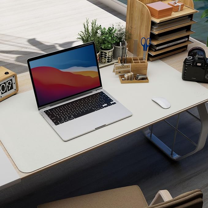 K KNODEL Large Desk Protector Mat and Pad for Office (White, 15.7"x31.5") | Waterproof Desk Mat, Desk Pads and Blotters, Desktop Mat, Desk Protector and Cover, Office Computer, Laptop and Keyboard Mat