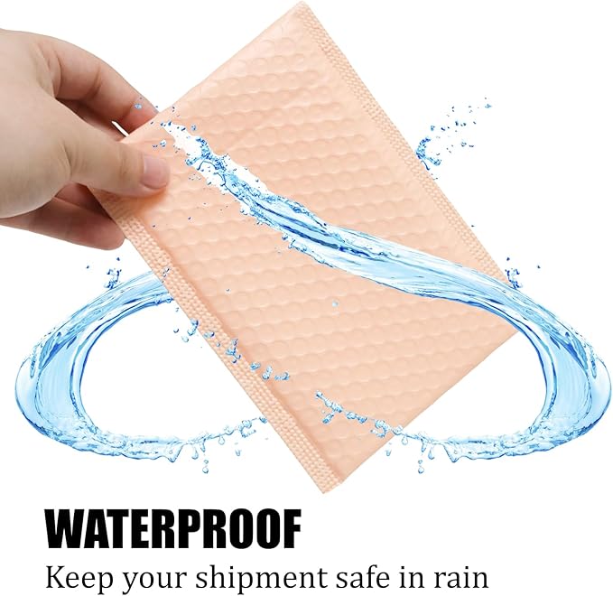 5x7 Inch Self Seal Adhesive Poly Bubble Mailers 10 Pack Light Pink Waterproof Shipping Bags for Mailing Packaging