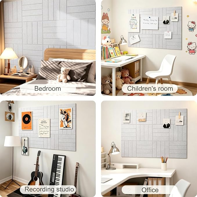 0.47" Thick Felt Wall Tiles 36"x24" Cork Board Alternative 6 Pack 11.81"x11.81"Felt Bulletin Board Pin Board with Removable Adhesive Tape&30 Pushpins for Home Office School(Bold-Light Camel)