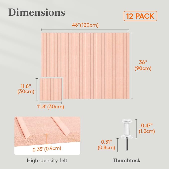 Lifewit Large Felt Bulletin Board with Self-Adhesive 48" x 36" - 12 Pack | Cork Board for Walls Alternative, Notice Boards with 50 Pushpins, Bulletin Board for Classroom Home Office Decor, Pink