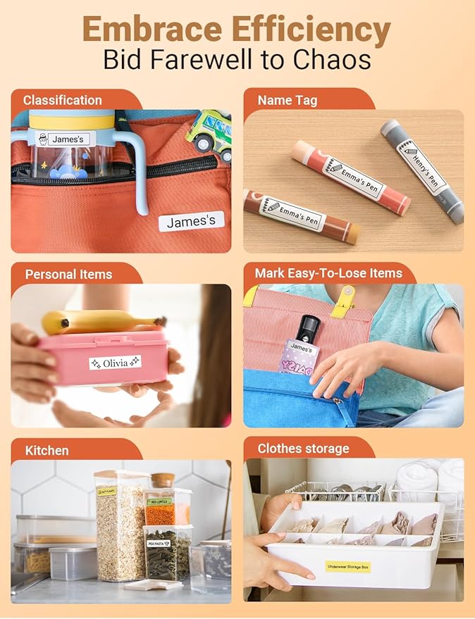 Makeid Label Makers, L1 Label Maker Machine, Portable Wireless Sticker Label Makers for Home, School, Office Use, Rechargeable Thermal Printer with Multiple Fonts, Templates - Beige, 203dpi