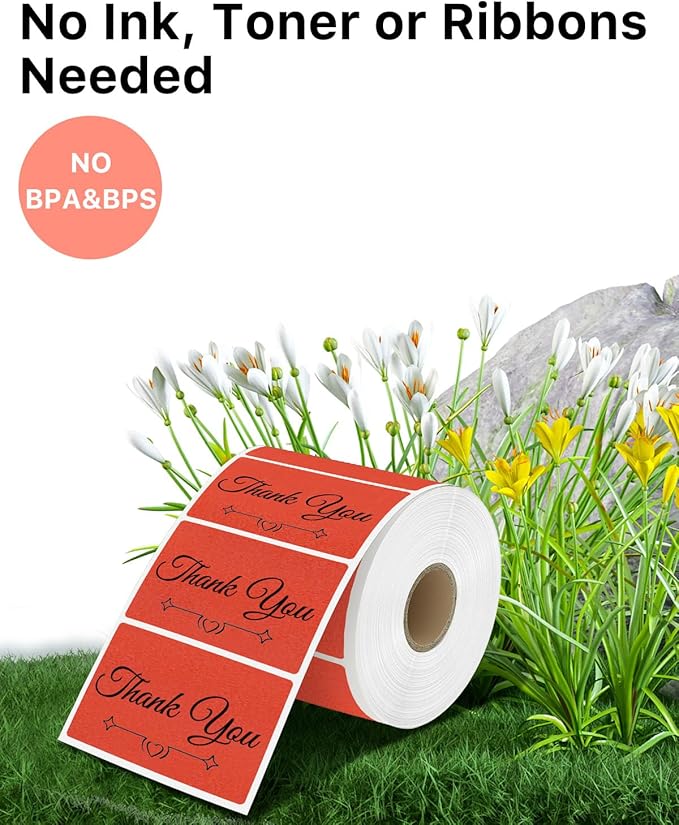 iEager 3" x 2" Thermal Labels, Rectangle Thermal Printer Stickers, Self-Adhesive Durable Sticker with Perforation Line, 500 Labels/Roll, Red